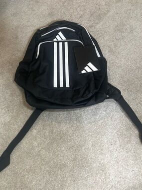 adidas Black Backpack with White Stripe Accents
